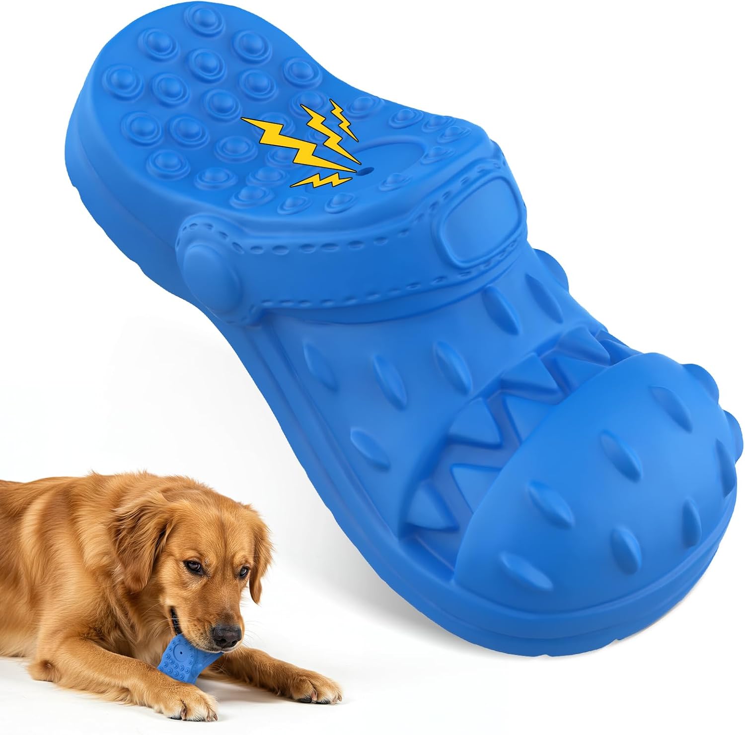Indestructible Dog Toys, Squeaky Dog Toys for Aggressive Chewers, Tough Dog Chew Toys for Medium/Large Dogs/Heavy Duty Dog Toy (Slipper-Blue)