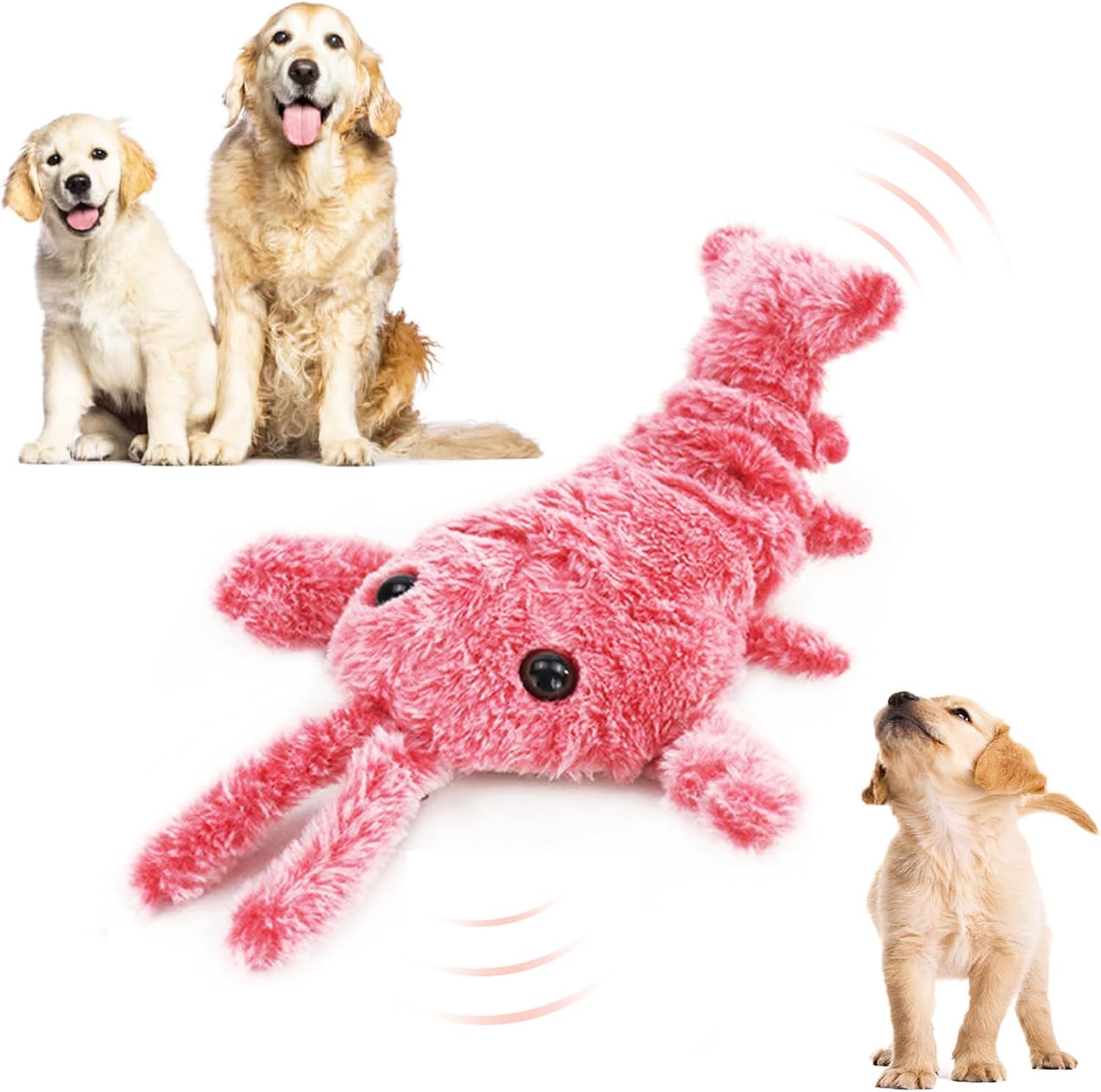 Interactive Dog Toy, 2026 Upgrade Plush Dog Toys for Small Dogs Calming, Small Simulation Lobster Floppy Funny Moving Sturdy Pet Puppy Chew Toy for Chewing Teething (Pink)