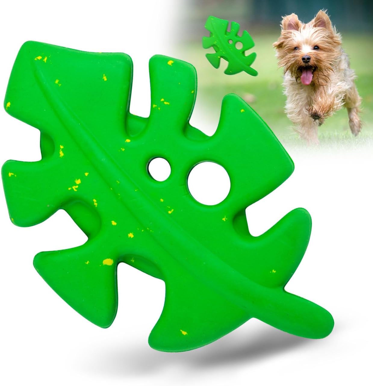 Jeffers Pet Natural Rubber Dog Chew Toy – Green Leaf Shape, Medium – Vanilla Scent, Durable, Non-Toxic, Dishwasher Safe, Interactive Fetch & Tug Toy – Perfect for Play, Training at Home