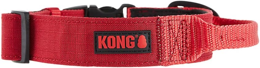 KONG Ultra Durable Padded Comfort Handle Dog Collar (Large, Red)