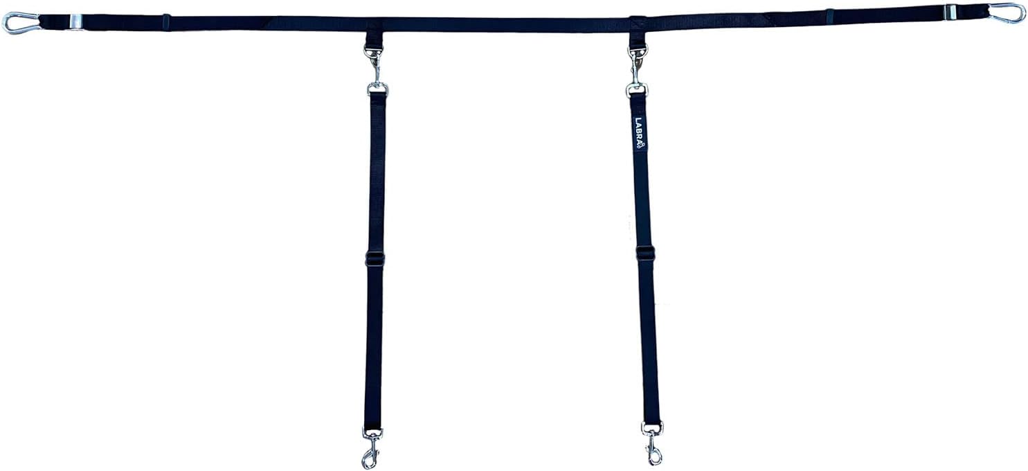 Labra Dog Heavy Duty Leash System for Truck Bed – Adjustable Dog Tether with Tie Down for Pickup Trucks – Secure Restraint – with Safety Lock for Car Travel – Double Teather