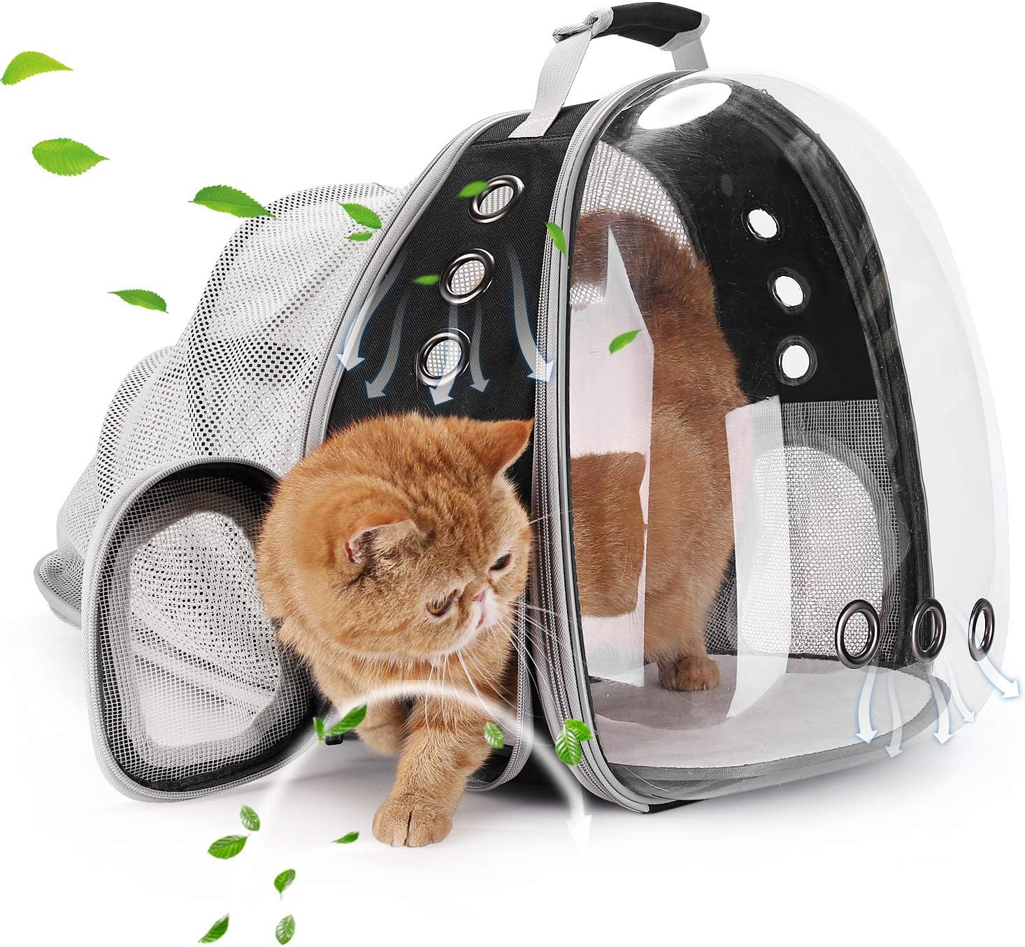 Lollimeow Cat Carrier Backpack, Expandable Bubble Pet Carrier for Cats and Small Dogs, Airline Approved Travel Backpack for Hiking, Walking & Outdoor Adventures – Supports up to 14 lbs
