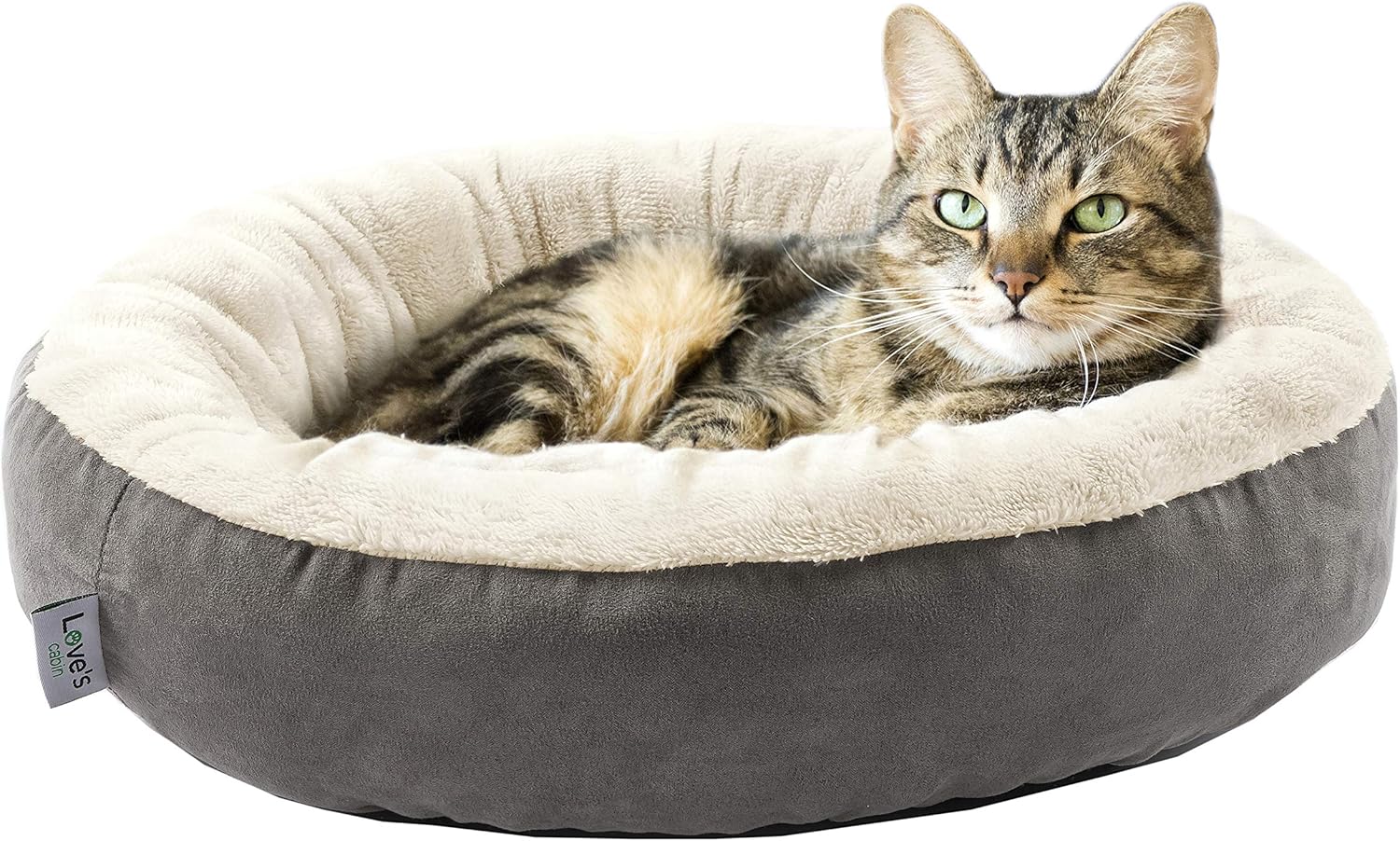 Love’s cabin Round Donut Cat and Dog Cushion Bed, 20in Bed for Cats or Small Dogs, Anti-Slip & Water-Resistant Bottom, Super Soft Durable Fabric Pet Beds, Washable Luxury Cat & Dog Bed Gray