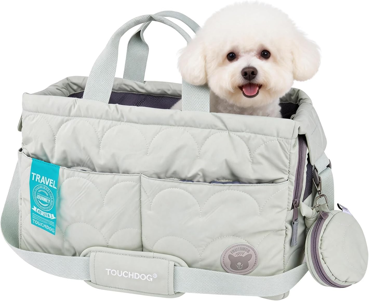 Macaron Cloud Pet Carrier Bag for Small Dogs and Cats, Lightweight Handheld Shoulder Crossbody Puppy Carrier with Storage Pocket, Breathable Expandable Pet Travel Carrier (Pea Green)