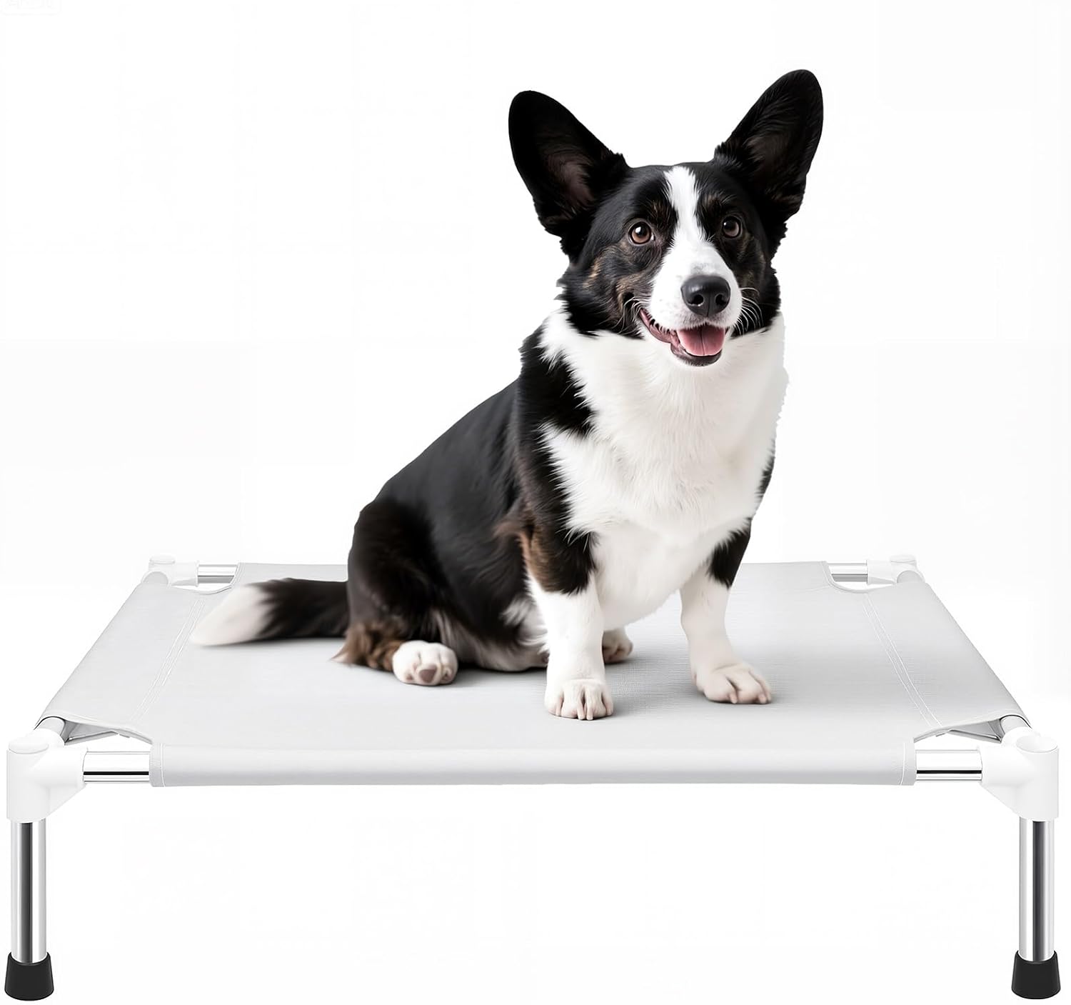 Makerfire Elevated Dog Bed, Indoor/Outdoor Raised Dog Cot for Small Dogs, Detachable Pet Bed with Non-Slip Feet, Polyester Cotton (26” L x 19.5” W x 6.4″ H)