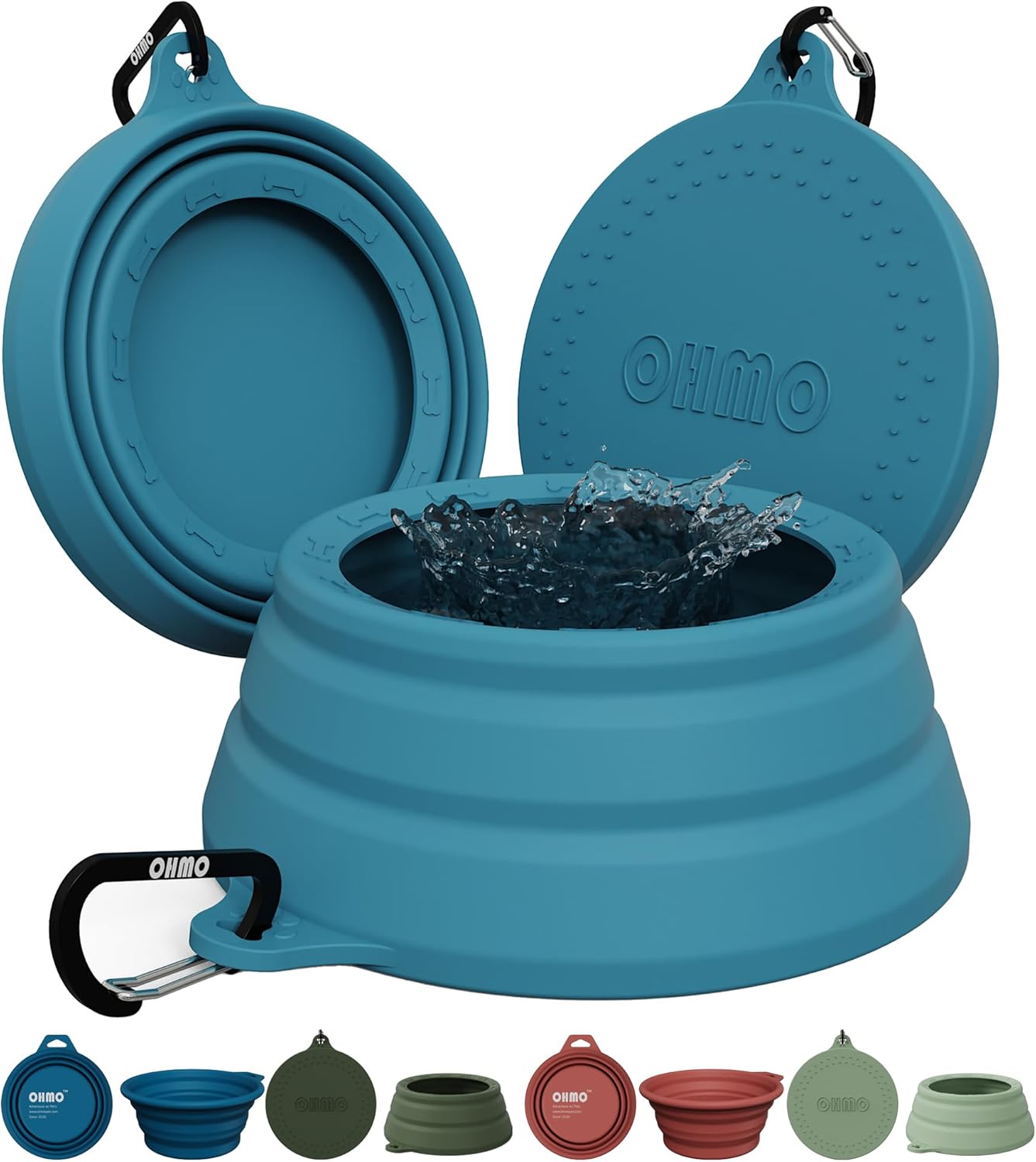OHMO Spill Proof Collapsible Dog Water Bowl 24oz for Cars, No Splash Portable Bowls for Dog Travel, Pet Essentials for Road Trips, Cat Travel Accessories
