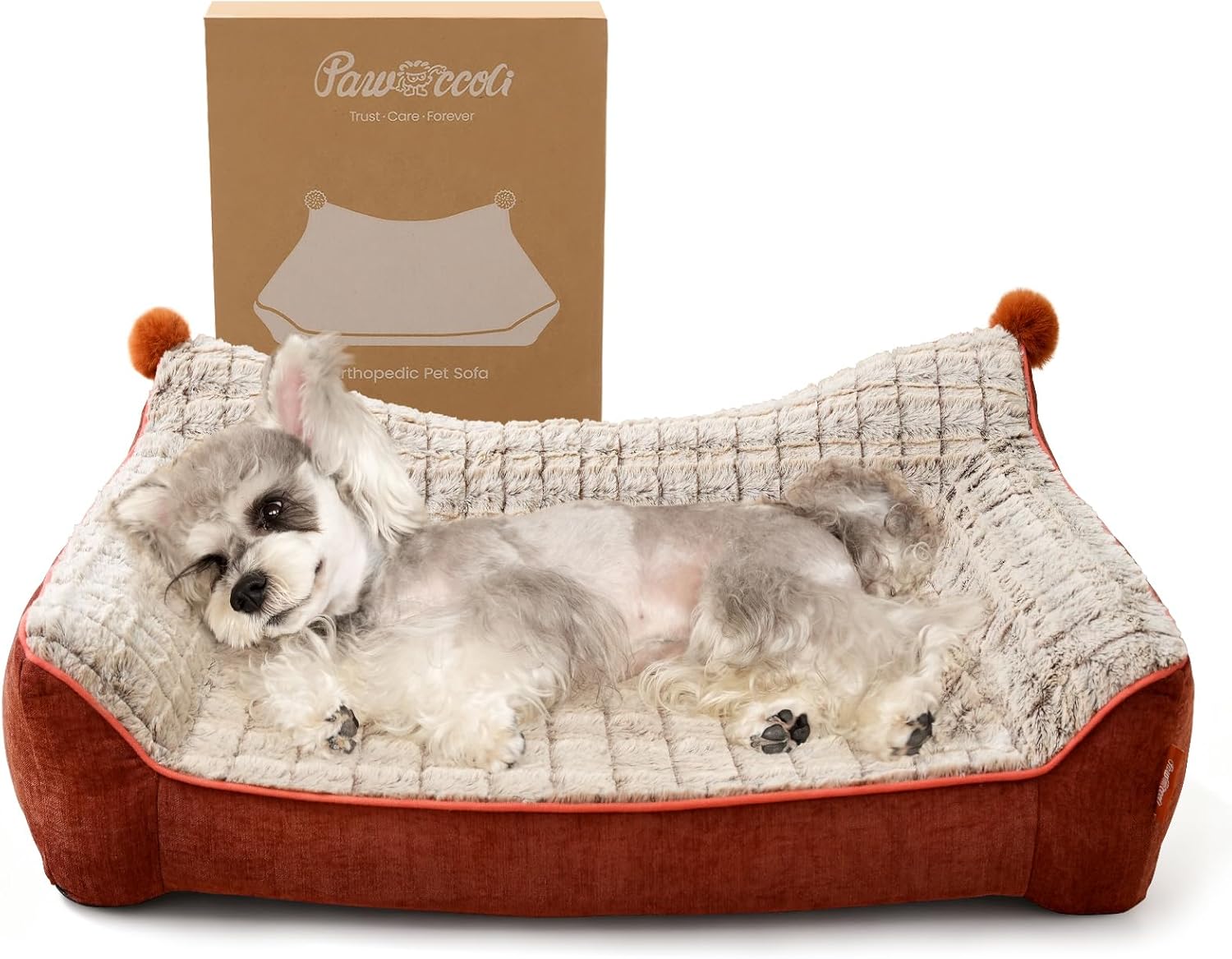 Orthopedic Dog Bed for Medium Dogs,Waterproof Supportive Egg Crate Foam Medium Dog Couch, Pet Bed with with Removable Bolsters, Washable Cover Non-Slip Bottom, (30”×21”×7”)