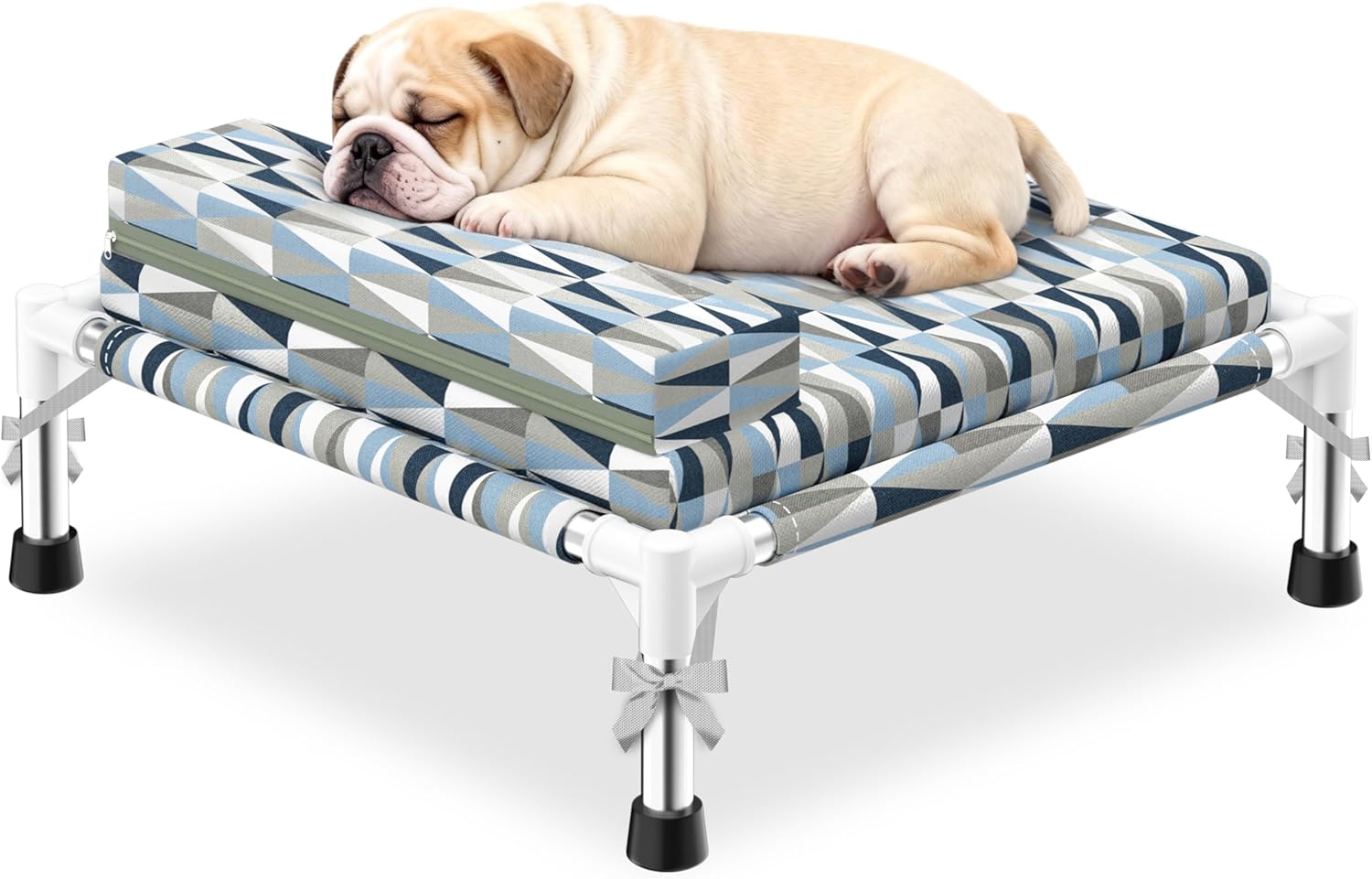 Orthopedic Dog Bed for Small Dogs – Elevated Dog Couch with Bolster and Cushion, Raised Pet Couch Bed with Removable Washable Cover