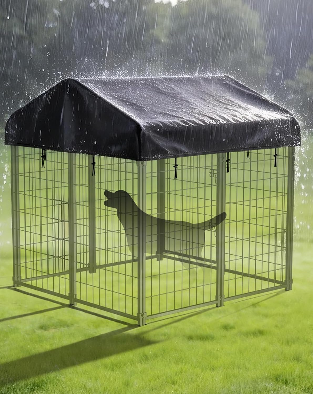 PawGiant Outdoor Dog Kennel Cover Replacement, Waterproof UV-Resistant Cover for 4x4x4.5 ft Large Dog Enclosure