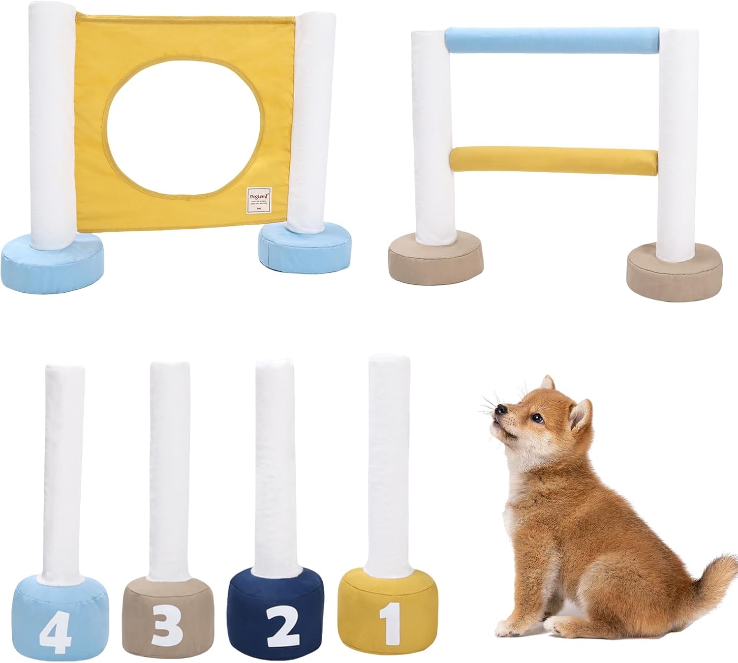 Pet Agility Training Equipment Set, Interactive Running Fence 3-in-1 Dog Toys,Puppy Obstacle Jump Ring Kit for Indoor