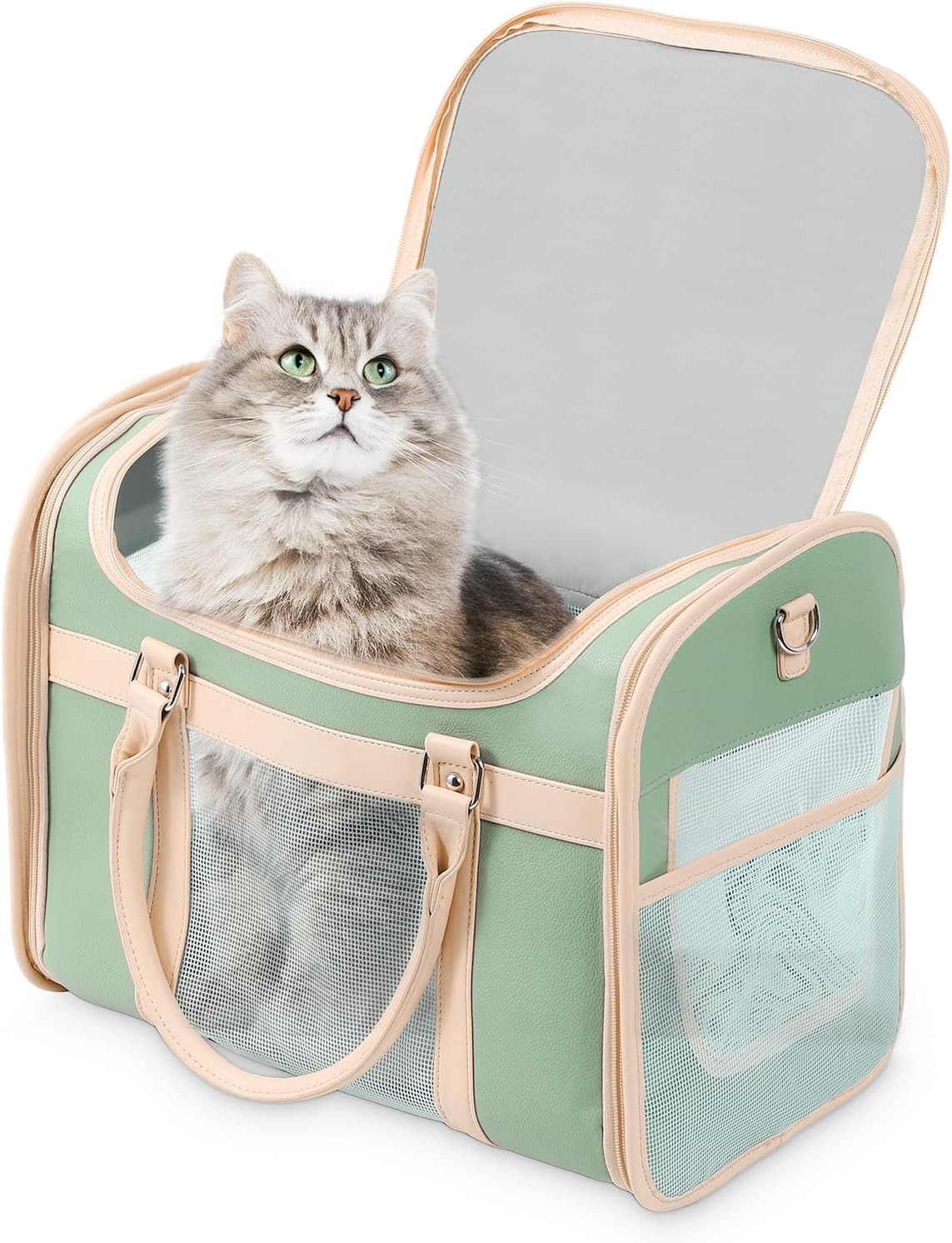 Pet Carrier Backpack, Airline Approved TSA, Waterproof PU Foldable, 360° Ventilated, Light‑Blocking, Washable Travel Bag for Cats & Small Dogs