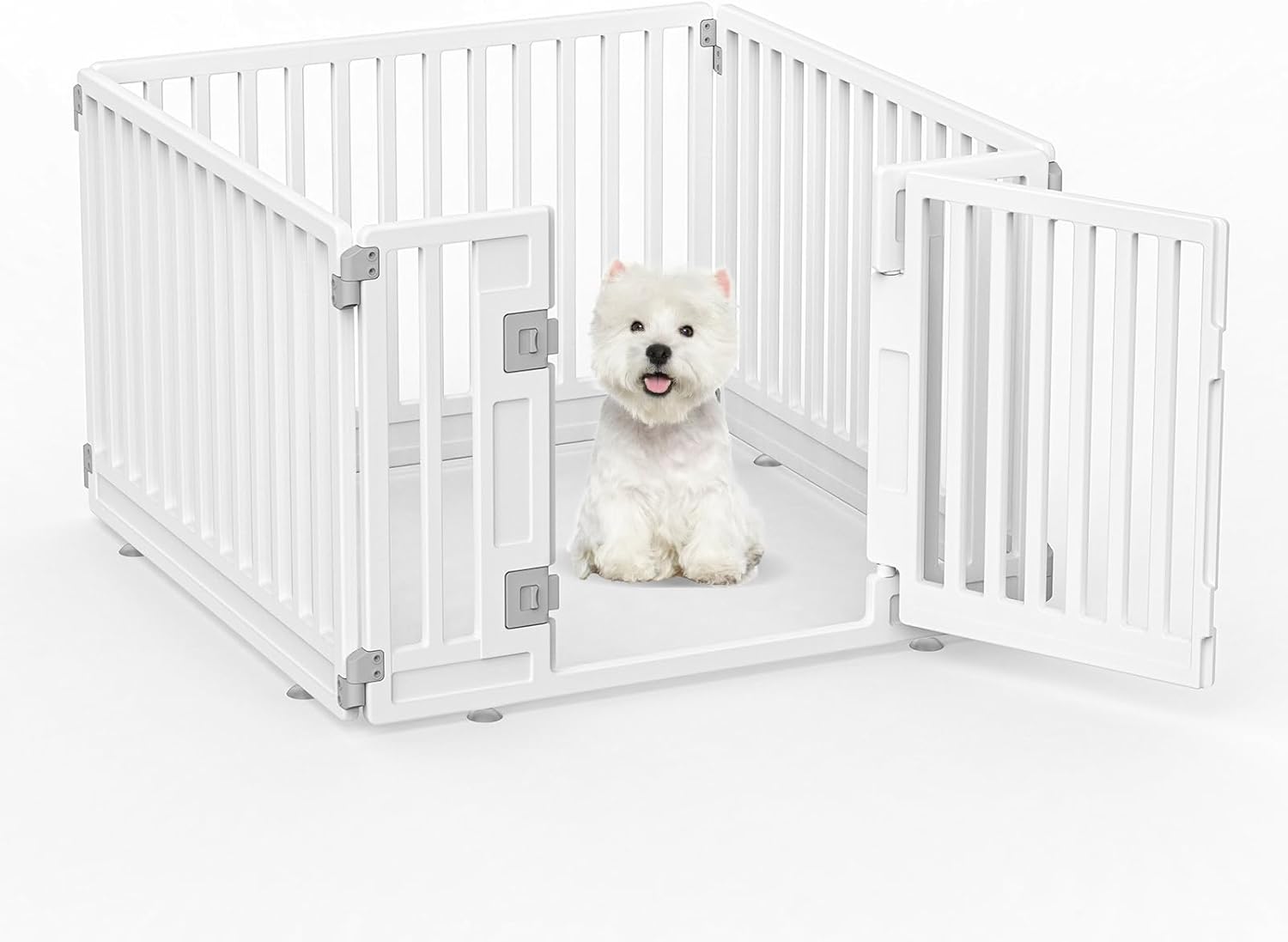 Pet Playpen with Door Dog Playpen Foldable Puppy Playpen for Puppies and Small Dogs 4-Panels Easy Assemble Easy Storing for Indoor and Outdoor, Garden Fence, Garden Border Fence (4 Panels)