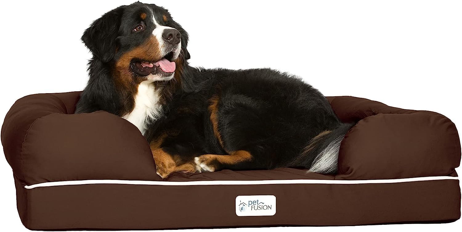 PetFusion Ultimate Dog Bed, Orthopedic Memory Foam, Multiple Sizes/Colors, Medium Firmness Pillow, Waterproof Liner, YKK Zippers, Breathable 35% Cotton Cover,1yr. Warranty,Brown, X-Large (44×34″)