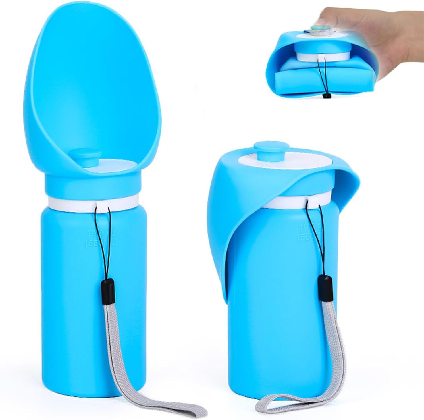 Portable Collapsible Dog Water Bottle – 550ml, Large Wide-Mouth Drinking Bowl, Ideal for Small and Large Dogs on Walks and Outdoor Activities (Blue)