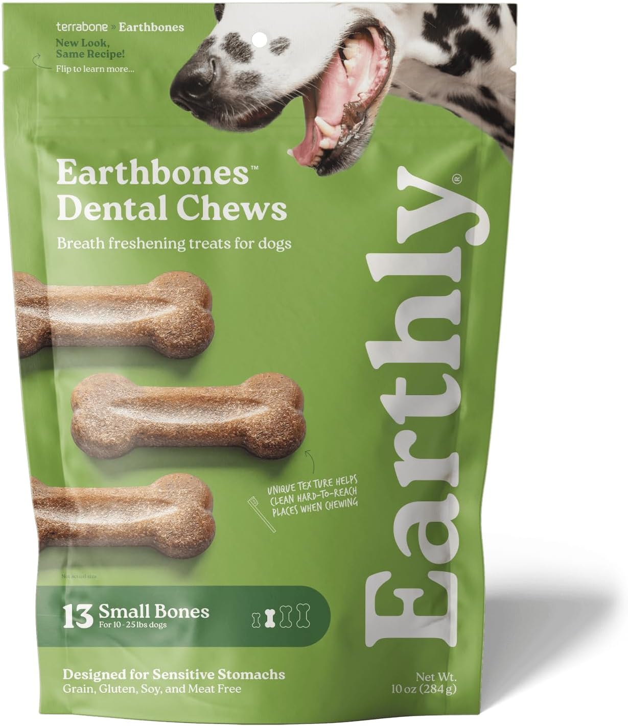 Presidio Earthbones (Formerly Terrabones) Dental Chews, Dog Teeth Cleaning Treat, Small, 13 Treats