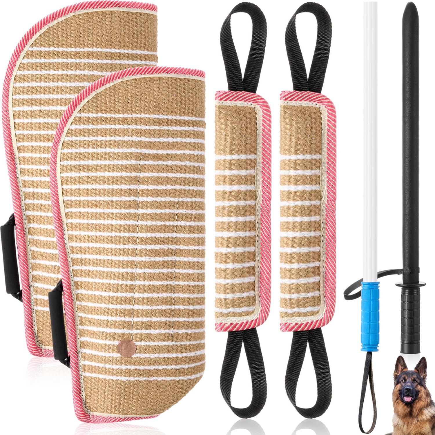 Professional Dog Bite Training Set with Dog Bite Sleeve Arm Whip Agitation Stick for Pet Training Protection for Biting Interactive K9 German Shepherd Puppy