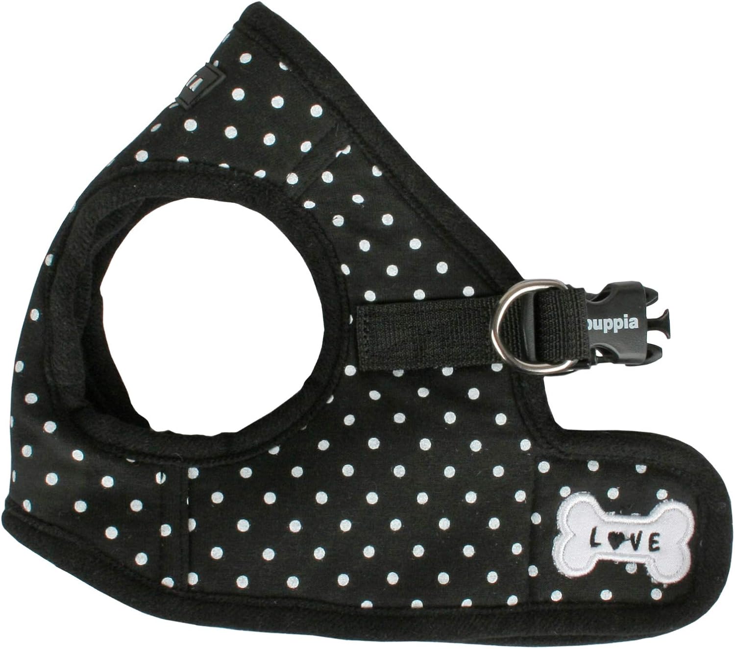 Puppia Dotty Step-in Vest Dog Harness No Pull No Choke Easy Wear Training Walking for Small Dog, Small, Black