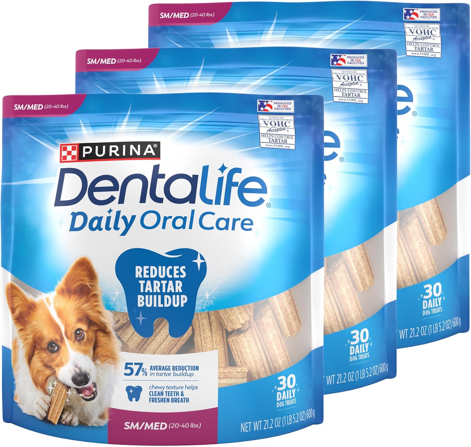 Purina DentaLife Daily Oral Care Dog Dental Chews for Small and Medium Breed Dogs – 90 ct.