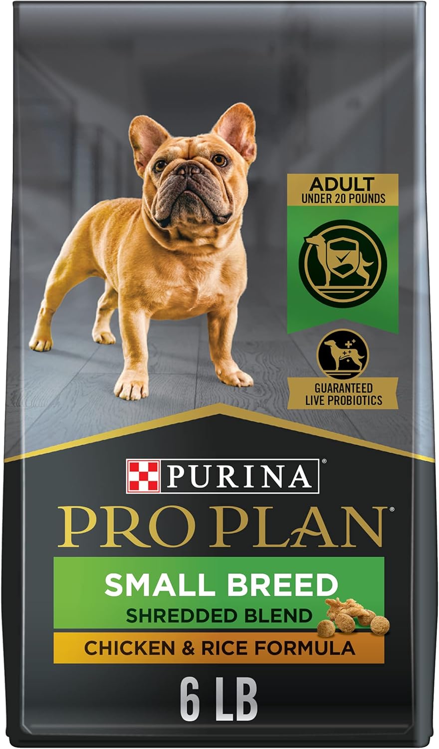 Purina Pro Plan Small Breed Dog Food With Probiotics for Dogs, Shredded Blend Chicken & Rice Formula – 6 lb. Bag