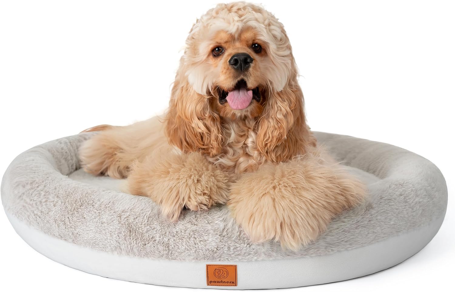 Round Donut Dog Bed – Luxury Orthopedic Dog Beds with Memory Foam – Calming Bolster Pet Bed, Water-Resistant, Washable Plush Cover, Zipper – Small, Medium, Large Dogs & Cats (31 Inches)