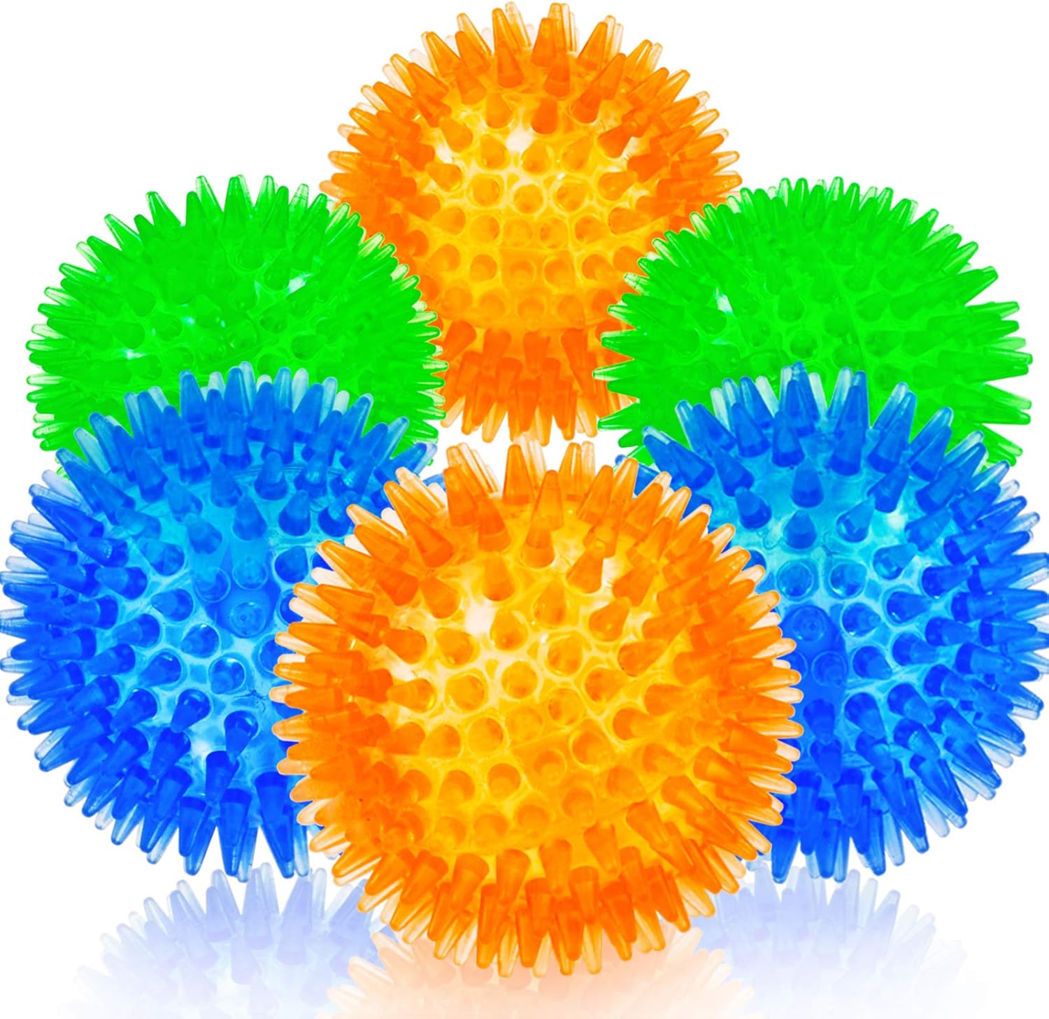 SHARLOVY Squeaky Balls for Pet Small Puppy, 6 Pack TPR Fetch Spike Balls for Dogs, Rubber 6 Pack Bright Colors Chew Teething Dog Toys, for Clean Teeth and Training, for Puppy Chew and Teething