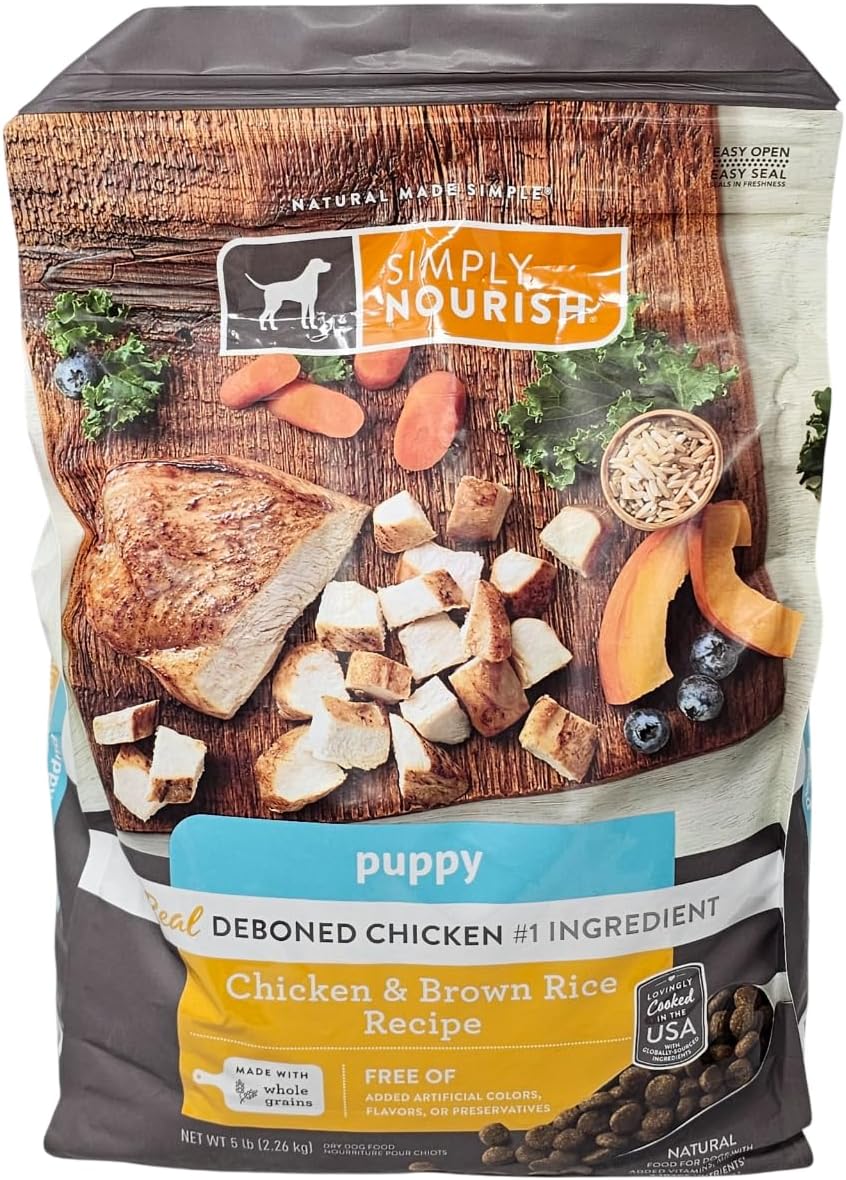SIMPLY NOURISH Puppy Chicken and Brown Rice Dry Dog Food, 5 Pound Bag