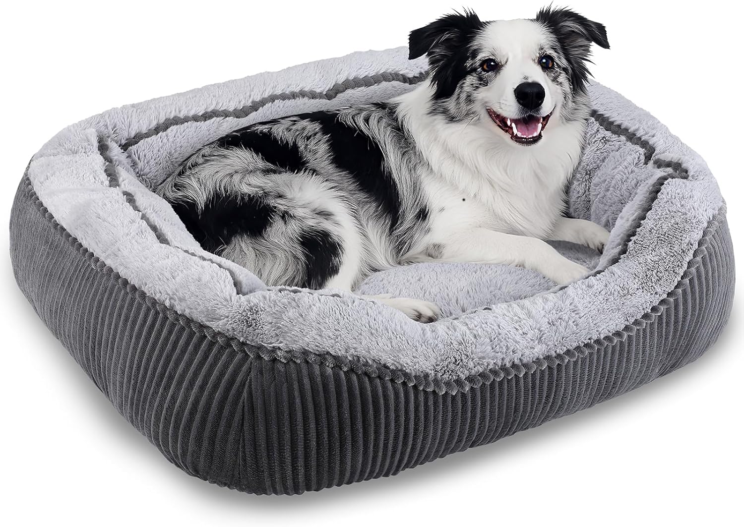 SIWA MARY Washable Dog Beds for Medium Dogs, Rectangle Medium Large Sized Dog Bed, Soft Breathable Big Dog Pet Bed, Durable Calming Orthopedic Pet Bed with Anti-Slip Bottom, L(30″x24″x9″)