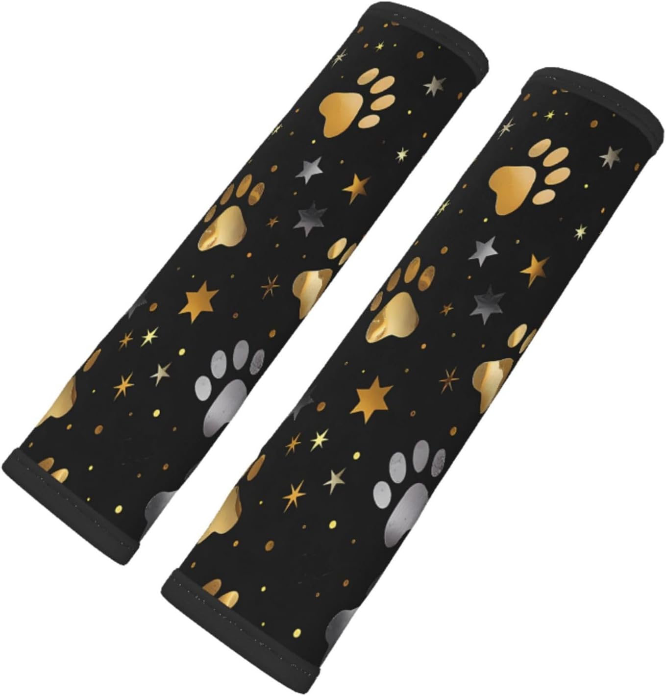 Seat Belt Cover Pad Golden Grey Dog Paw Print Soft Safety Car Automotive Seat Belt Pads Cushion Shoulder Strap Covers for Cars or Bags, 2 Pcs