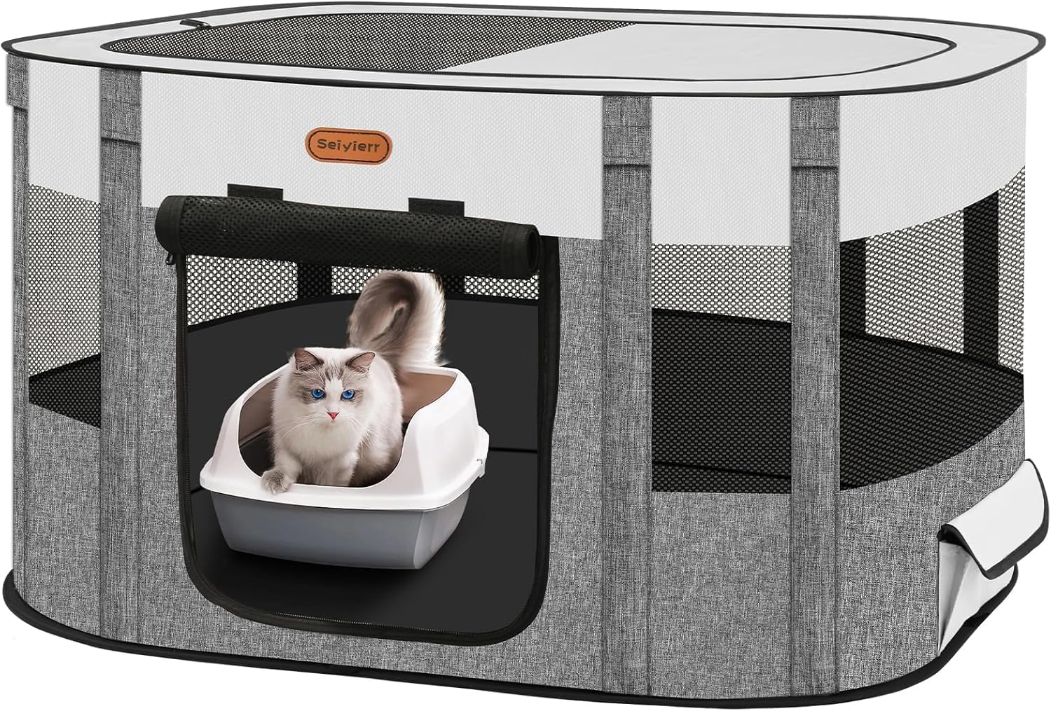 Seiyierr Foldable Pet Playpen – Cat & Puppy Playpen, Travel Dog Crate with Carrying Case, Cat Tent Dog Pen for Outdoor Camping Use