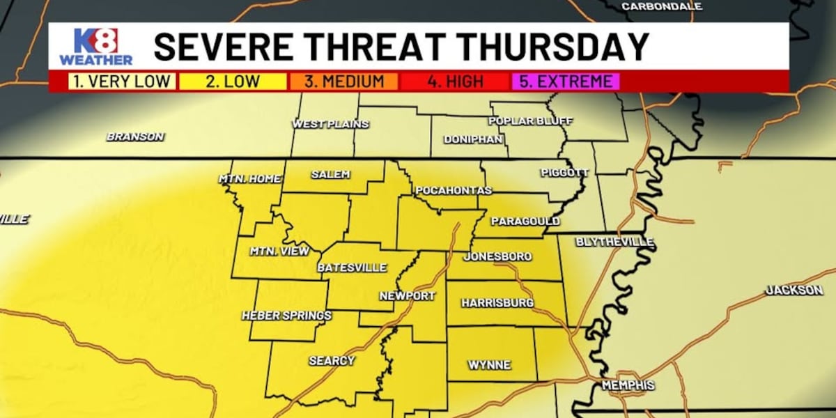 Severe storms possible Thursday afternoon