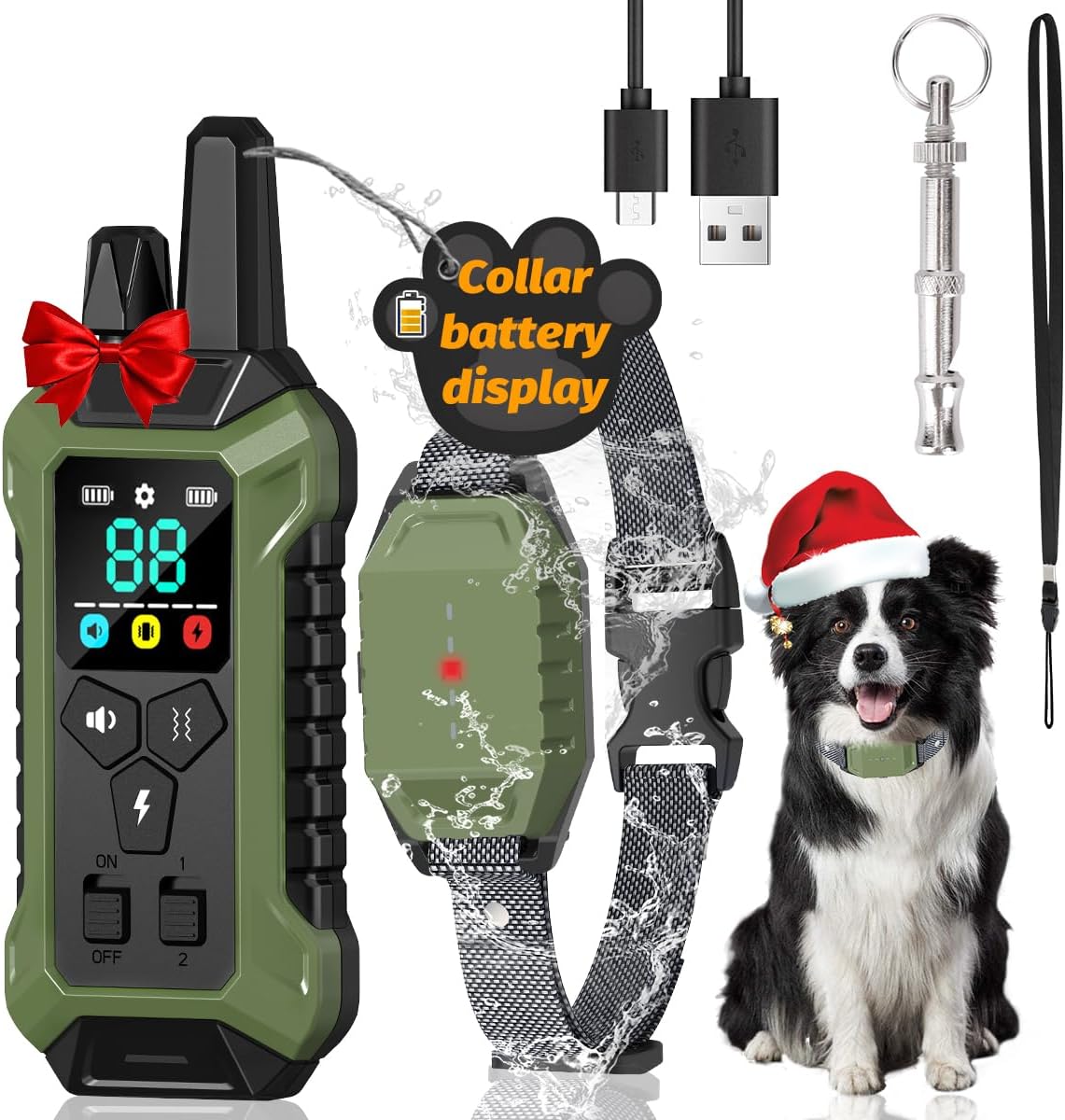 Shock Collar with Remote Control for Dogs, IP67 Waterproof Collar with Beep, Vibration, Safe Shock, Keypad Lock, Shock Collar for Dogs E-Collars for Large Medium Small Dog (10-120Lbs)