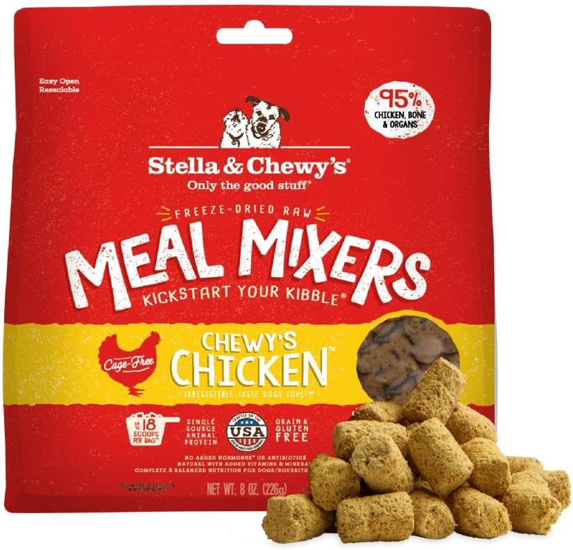 Stella & Chewy’s Freeze Dried Raw Chewy’s Chicken Meal Mixers – Dog Food Topper for Small & Large Breeds – Grain Free, Protein Rich Recipe – 8 oz Bag