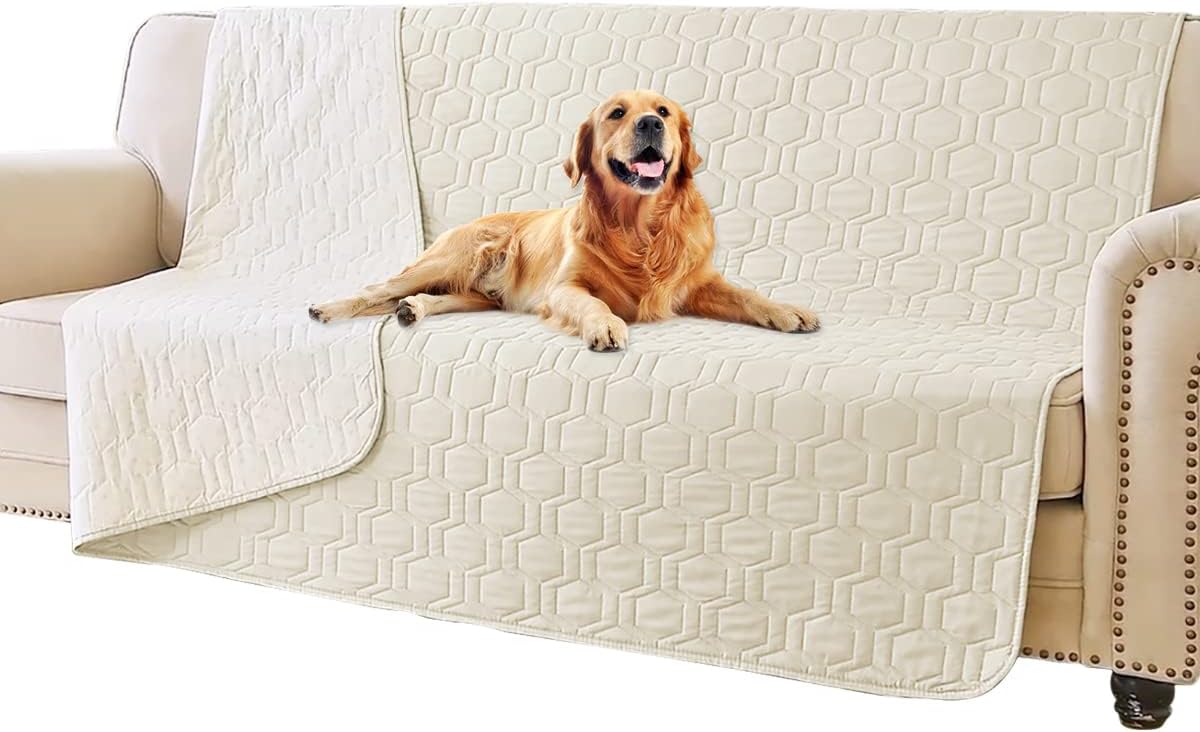 Tcksstex Waterproof and Anti-Slip Dog Bed Cover and Pet Blanket Sofa Pet Bed Mat ，car Incontinence Mattress Protectors Furniture Couch Cover for Most Cats Dogs, Pets（52×82-Ivory）