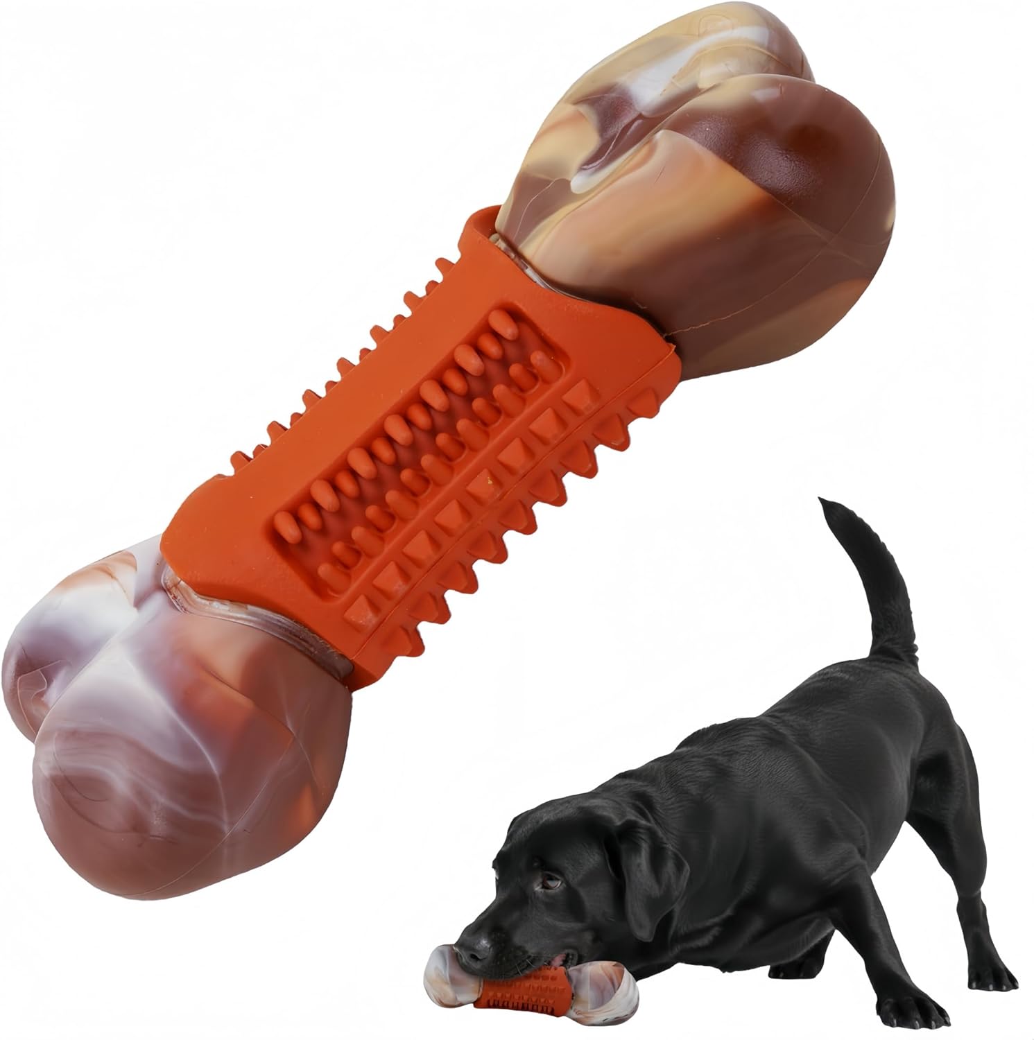 Tough Dog Toys for Aggressive Chewers,Teeth Cleaning and Training Dog Chew Bone for Medium Large Breed,Dog Bones for Heavy Chewers,Nylon and Rubber Chew Toy,Bone Shape
