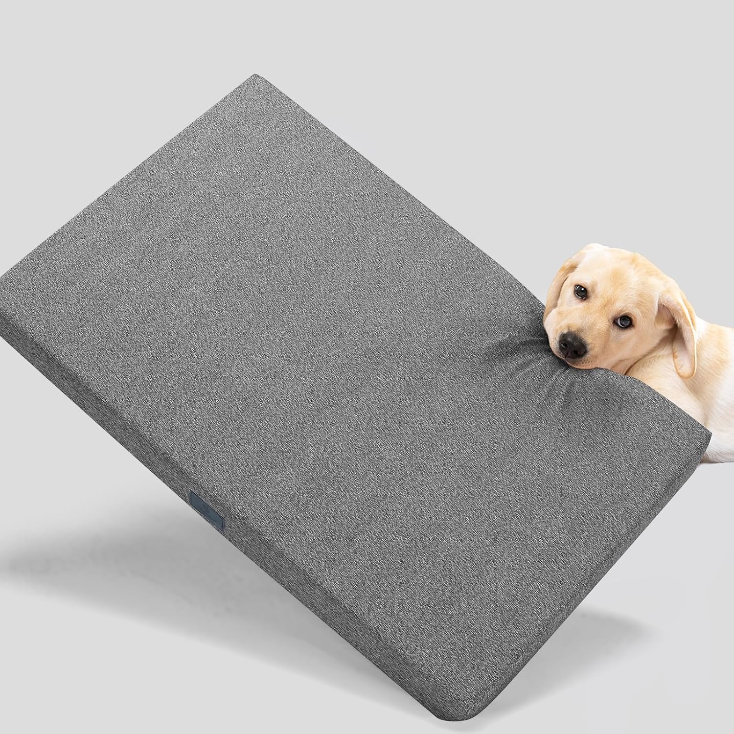 Veehoo Chew Proof Dog Bed for Crate, Indestructible Dog Crate Bed for Aggresive Chewers, Large Tough Chew Resistant Pet Pad with Hidden Zipper, Removable Washable Cover