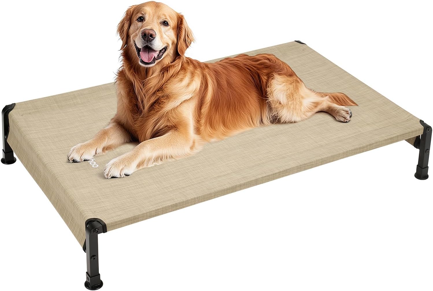 Veehoo Cooling Outdoor Dog Bed, Heavy Duty Elevated Pet Bed with Washable & Breathable Teslin Mesh, Non-Slip Silicon Feet, Dog Cot Bed with Support Hem, 47″ x 29″, Beige Coffee, CWC2433