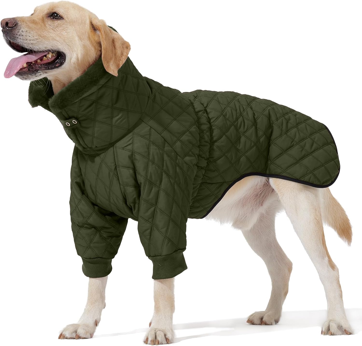 Warm Dog Coat with Double Zipper, Winter Dog Clothes for Small Medium Large Dogs, Turtleneck Dog Puffer Jacket, Two Legs Dog Cold Weather Coats, Wind & Waterproof Dog Winter Jacket