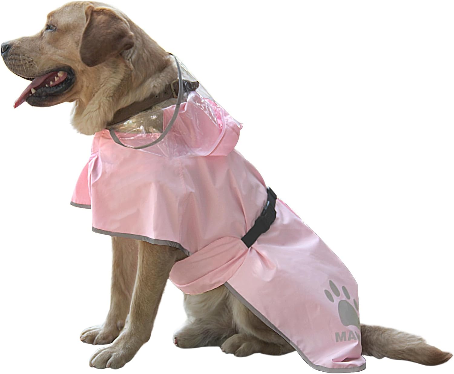 Waterproof Dog Raincoat, Reflective Adjustable Hooded Dog Rain Coat, Lightweight Breathable Pet Rain Jacket Poncho Double Layer with Leash Hole for Small Medium Large Dogs (Pink, Medium)