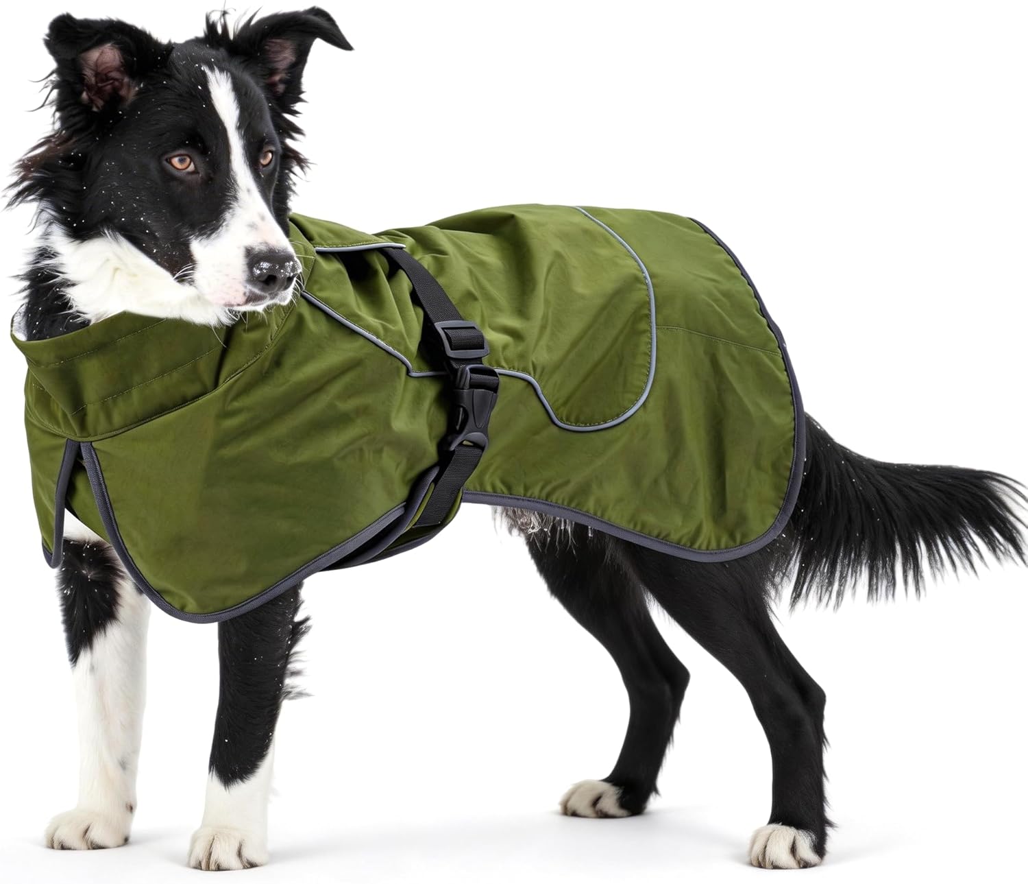 Waterproof Dog Raincoat, Windproof Rain Jacket with Velvet Lining for Outdoor Windy Weather, Breathable Full-Body Coverage Dry Suit Coat with Reflective Strips for Extra Big Dog (Green, XXL)