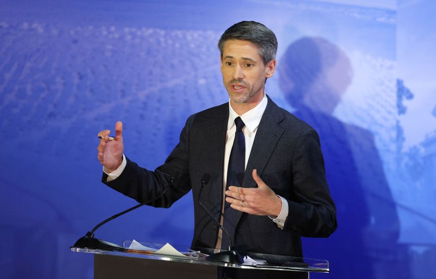 Democratic Mayor of San Jose Matt Mahan participates in a California gubernatorial debate at Bridges Auditorium on the campus of Pomona College in Claremont, California, on April 28, 2026.