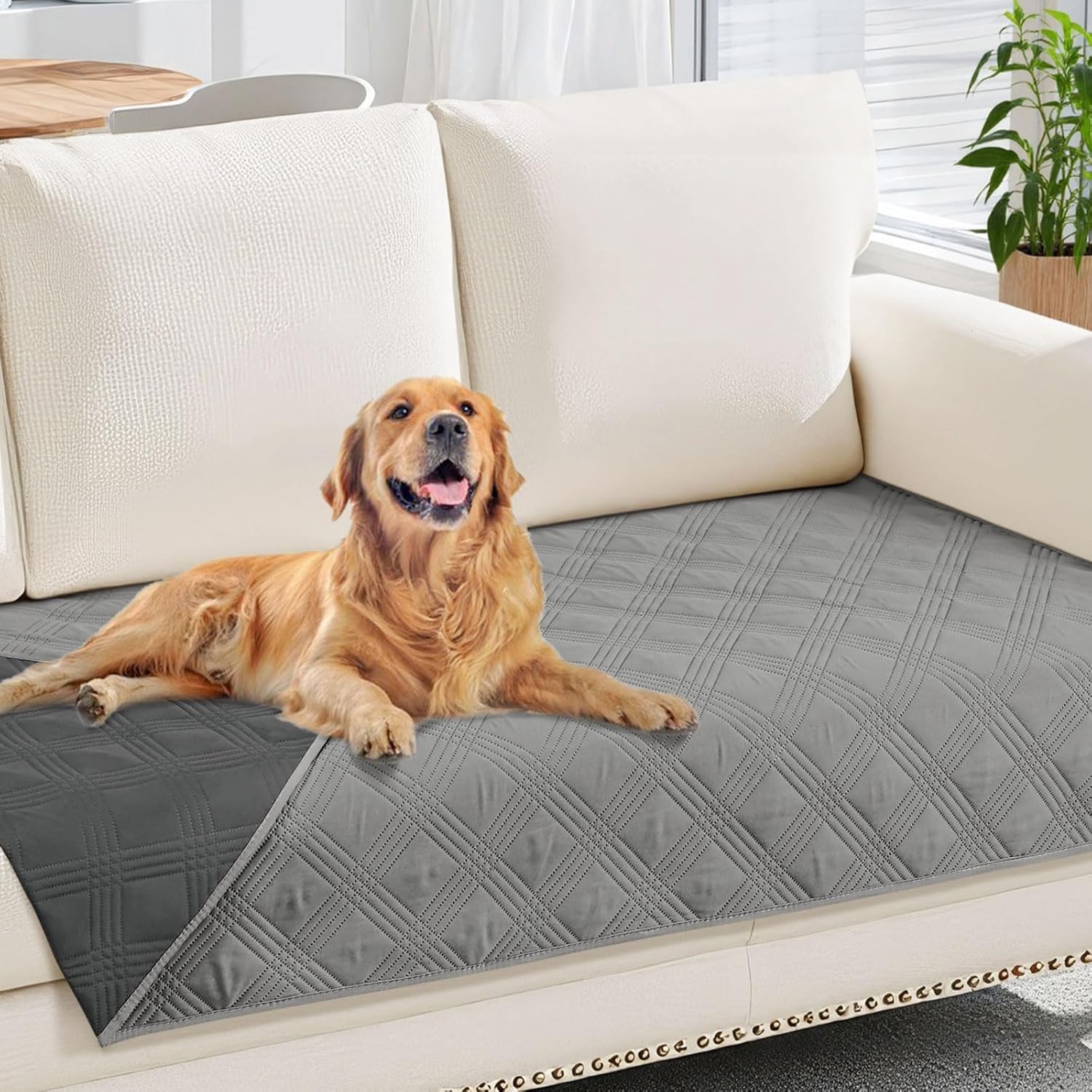 hyha Waterproof Dog Blanket, Reversible Pet Bed Blanket, Soft Sofa Couch Cover for Dogs Washable, Waterproof Pet Couch Covers for Sofa Puppy Cats Furniture Protector(30″x70″, Grey/Dark Grey)