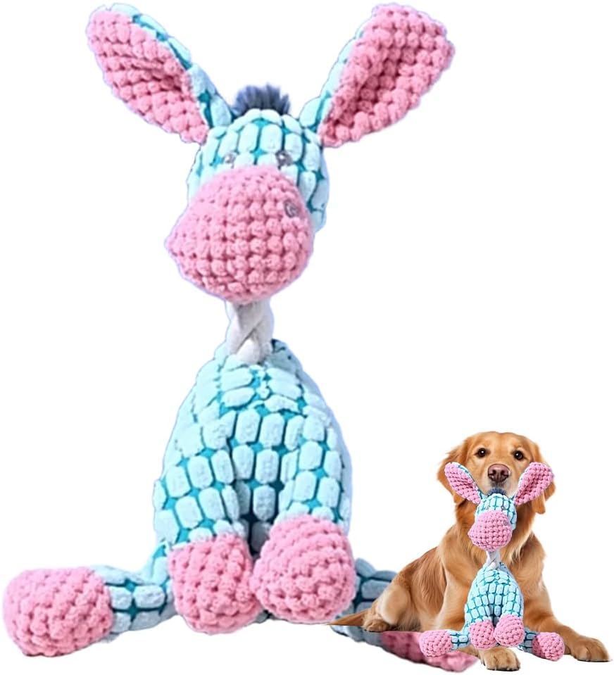 2026 New Dog Toys, Indestructible Plush Dog Toy for Aggressive Chewers, Interactive Squeaky Soft Puppy Chew Toy, Durable Teething Toys for Small Medium Large Dogs (Blue)