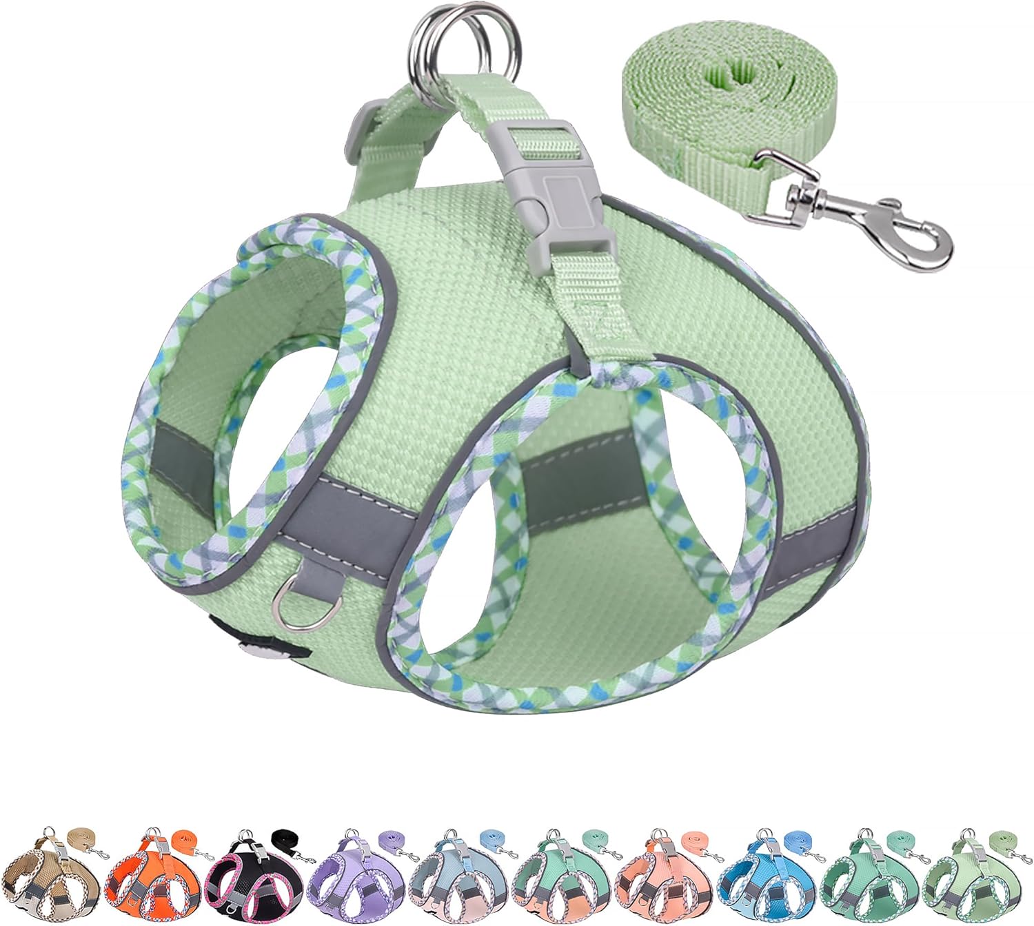AIITLE Tiny Dog Harness – Lightweight Mesh Step-in Vest for Puppy, Reflective & Escape-Proof Design with High-Stick Magic Tape – Indoor/Outdoor Use for Chihuahua, Maltese, Shih Tzu(Sage, XXXS)