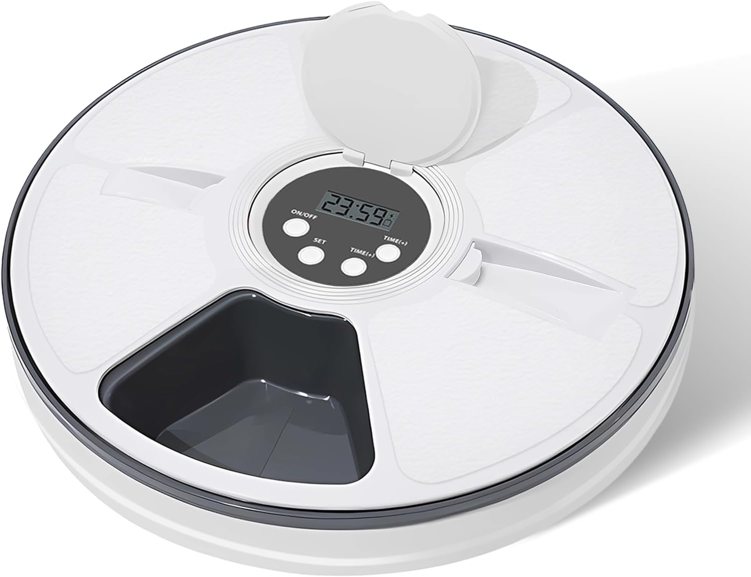 Automatic Cat Feeder for Dry Food,Supplement & Treats， 6 Compartment Timed Cat Food Dispenser for Cats and Small Dogs，No Ice Needed Automatic Dog Feeder(Black)