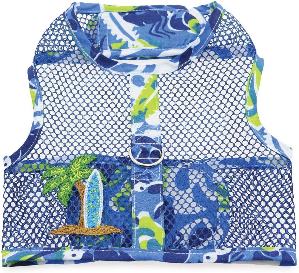 Cool Mesh Dog Harness – Dog Vest for Pets, Simple Step in and Go Design, Harness for Dogs with Leash, Surfboard Blue & Green, Small by Doggie Design
