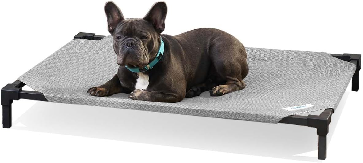 Coolaroo Pro Elevated Dog Bed – Low-Profile Access, Moisture-Resistant Cover, Breathable Fabric & Tool-Free Setup, Steel Gray, Medium