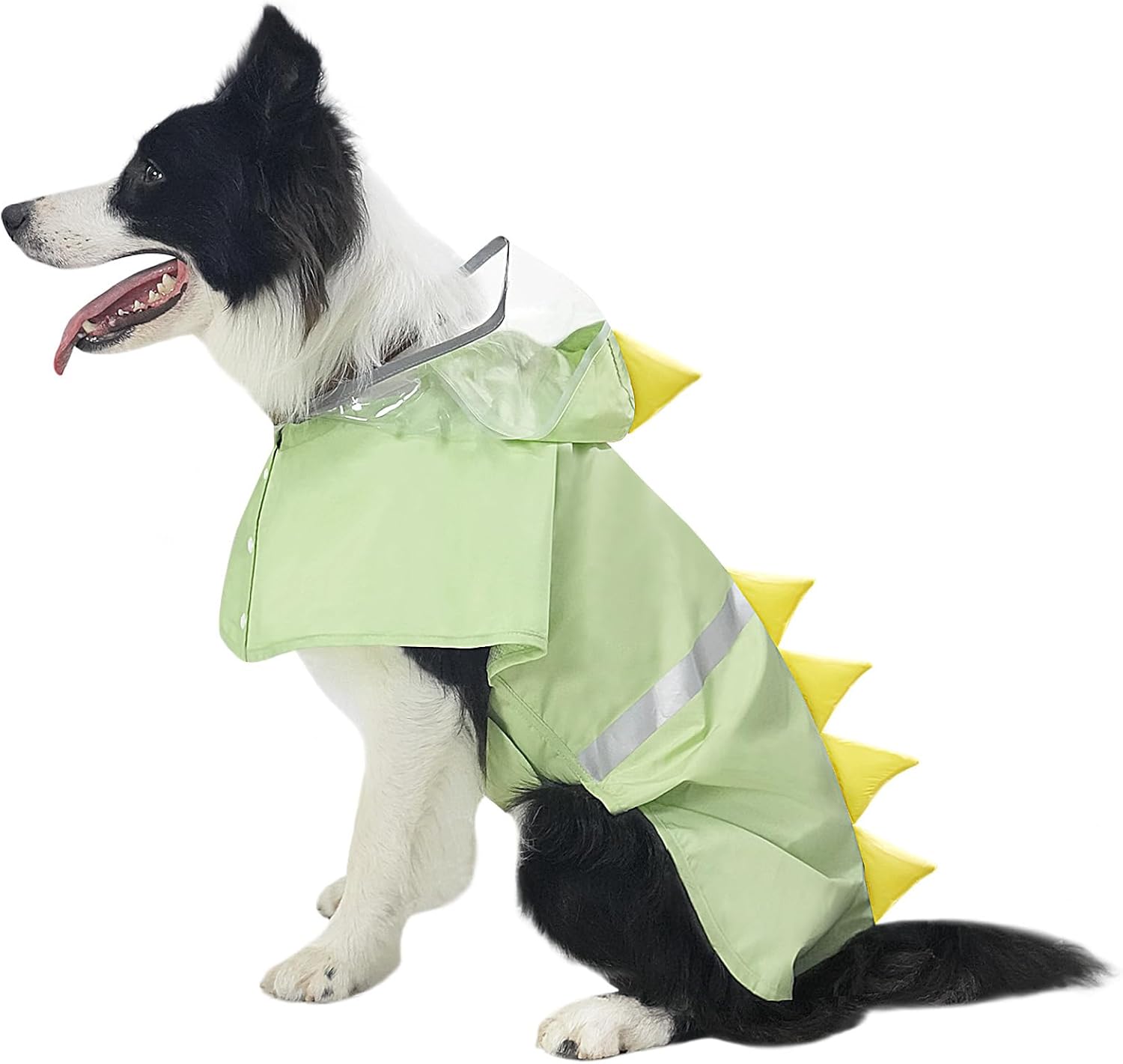 Dog Raincoat, Waterproof Reflective Adjustable Hooded Dog Rain Coat with Leash Hole, Lightweight Breathable Pet Poncho for Dogs (Green Dinosaur, X-Small(4-9lb))