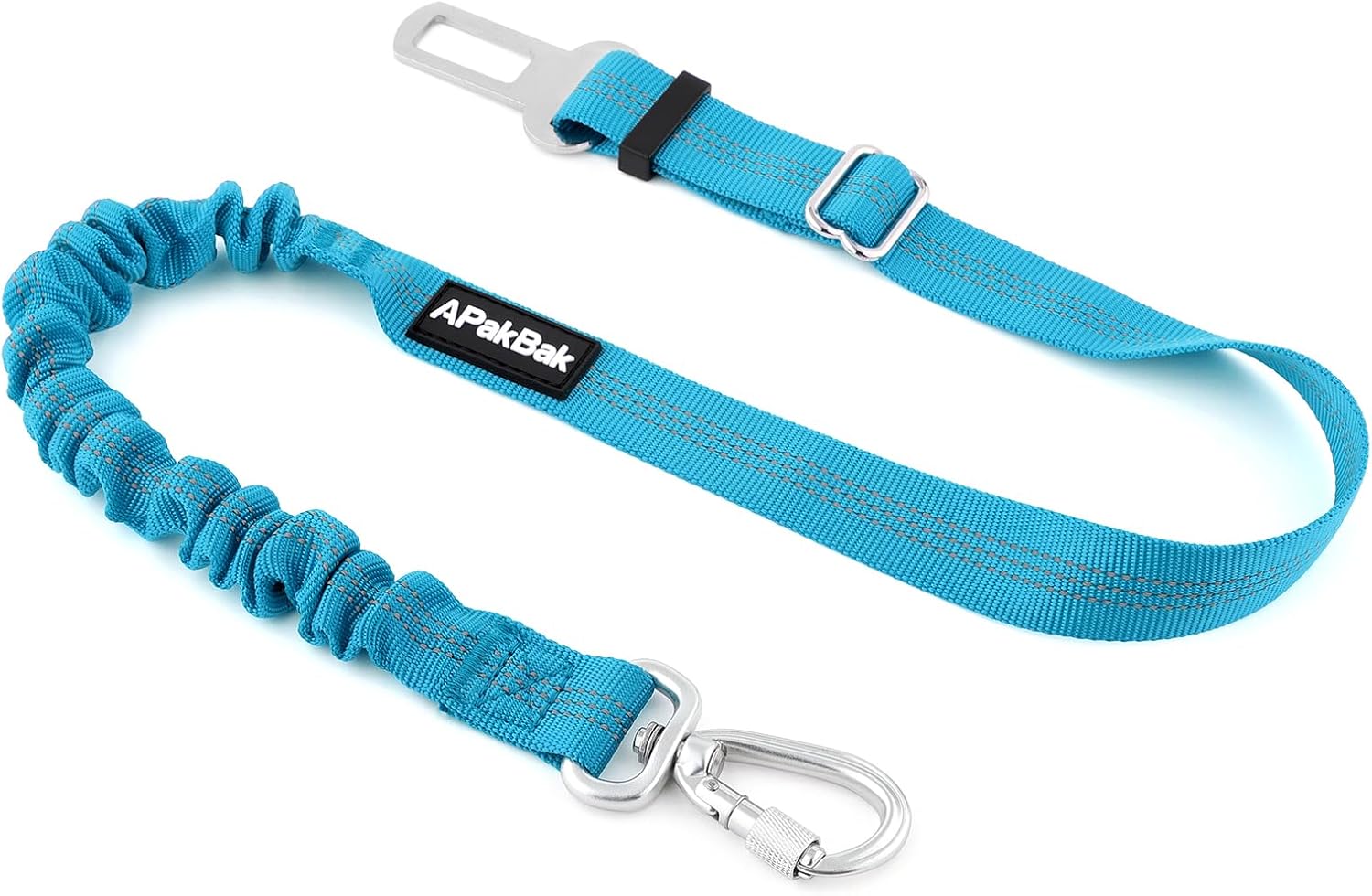 Dog Seat Belt for Car, Adjustable Dog Car Harness Seatbelt for Small Medium Large Dogs, Heavy Duty Travel Safety Restraint with Locking Aluminum Hook & Reflective Nylon Strap, Light Blue