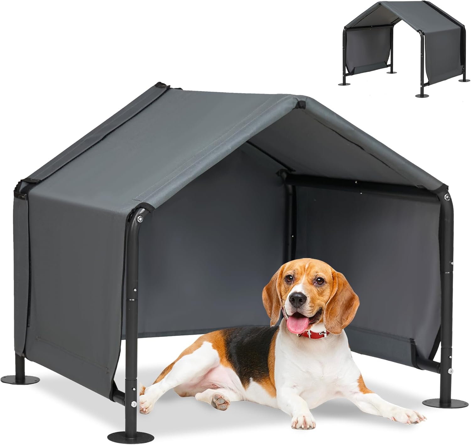 Dog Shades for Outside – Outdoor Dog Kennel for Small Dogs, 29.5”x25.6”x25.6” Outdoor Sun Rain Canopy Pet House, Waterproof Pet Canopy Shelter for Small Animals with Ground Nails