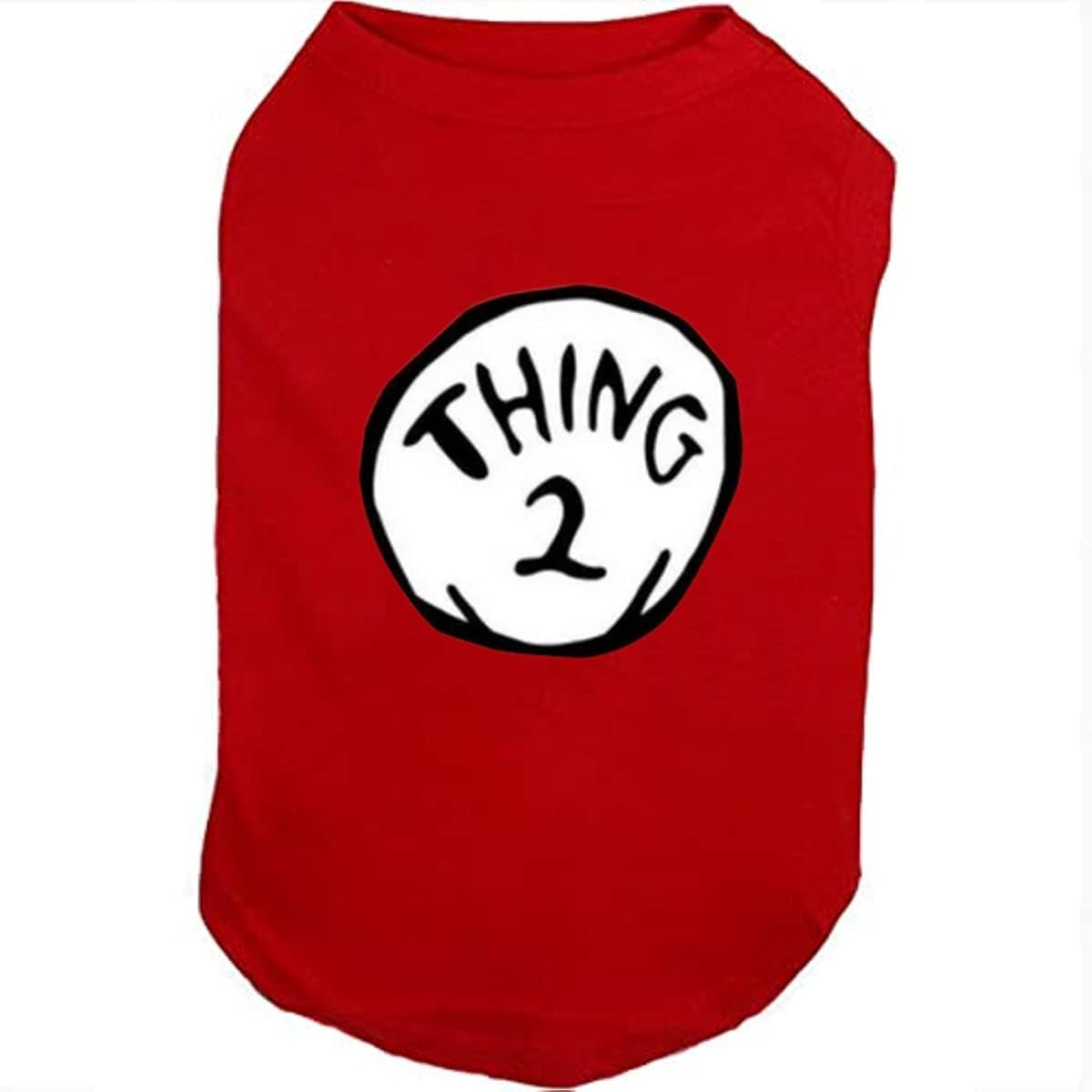 Dog Shirts for Pet Clothes Soft Breathable Puppy Shirts Pop Culture Thing 1 to Thing 9 Printed Pet T-Shirt (RED-2, X-Large)